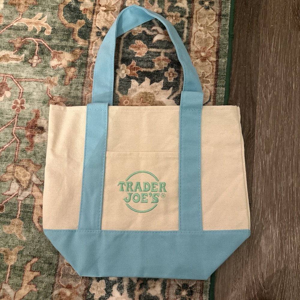 Trader Joe’s Limited Edition Blue and Cream Canvas Tote Bag